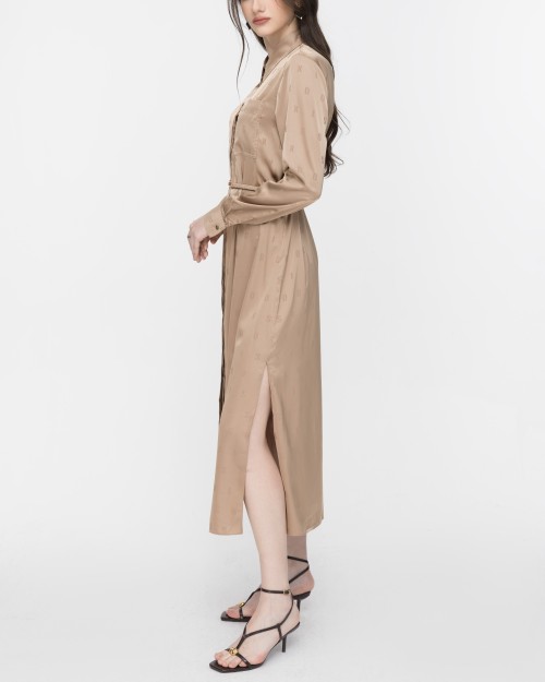 Sixdo SIXDO Silk Loose Dress with Spread Collar